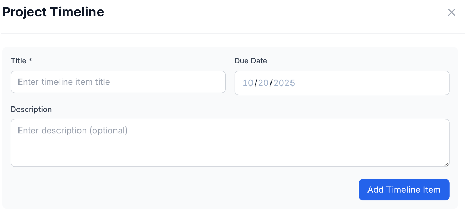 Add Timeline Interface