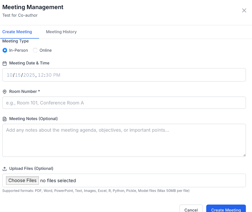 Meeting Management Interface